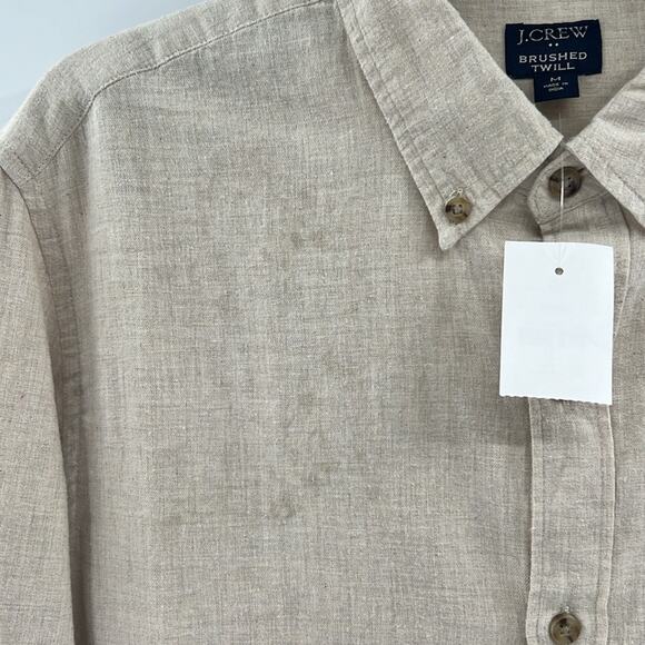 J. Crew Men's Brushed twill shirt - Cream Heather - Medium - NWT - Picture 3 of 7